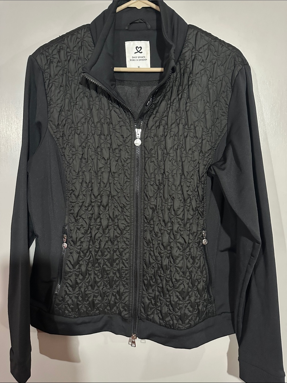Daily Sports Black Quilted-Front Softshell Bomber Jacket